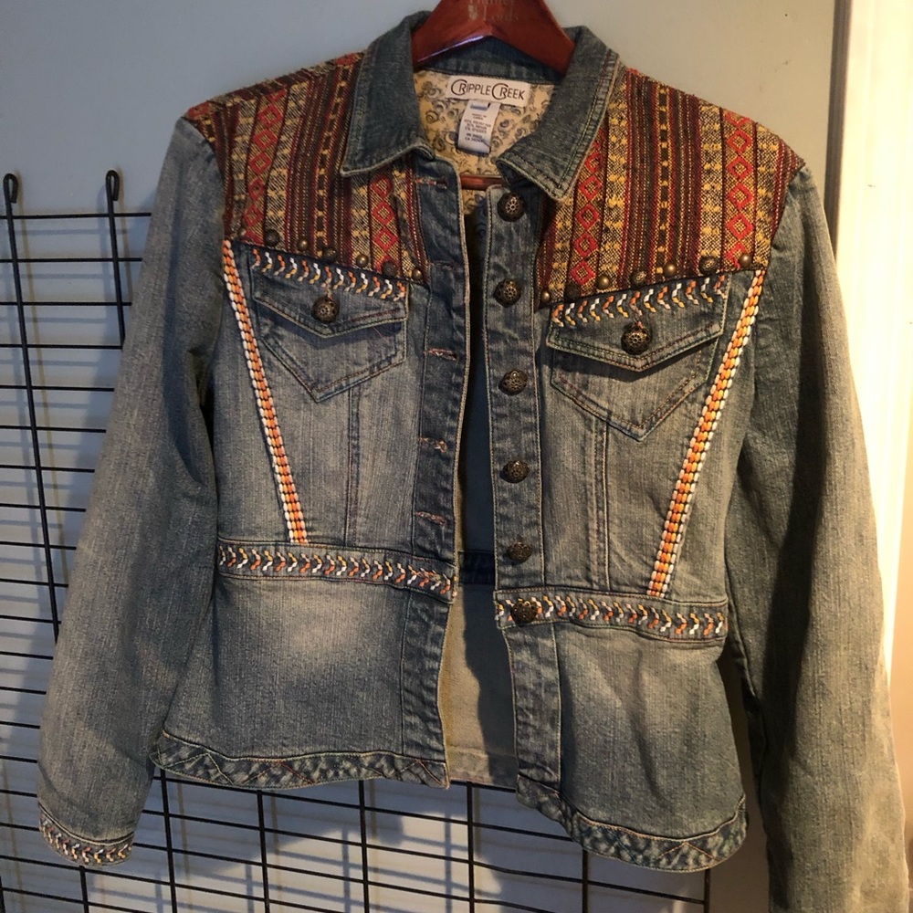 Denim Jean jacket embroidered small